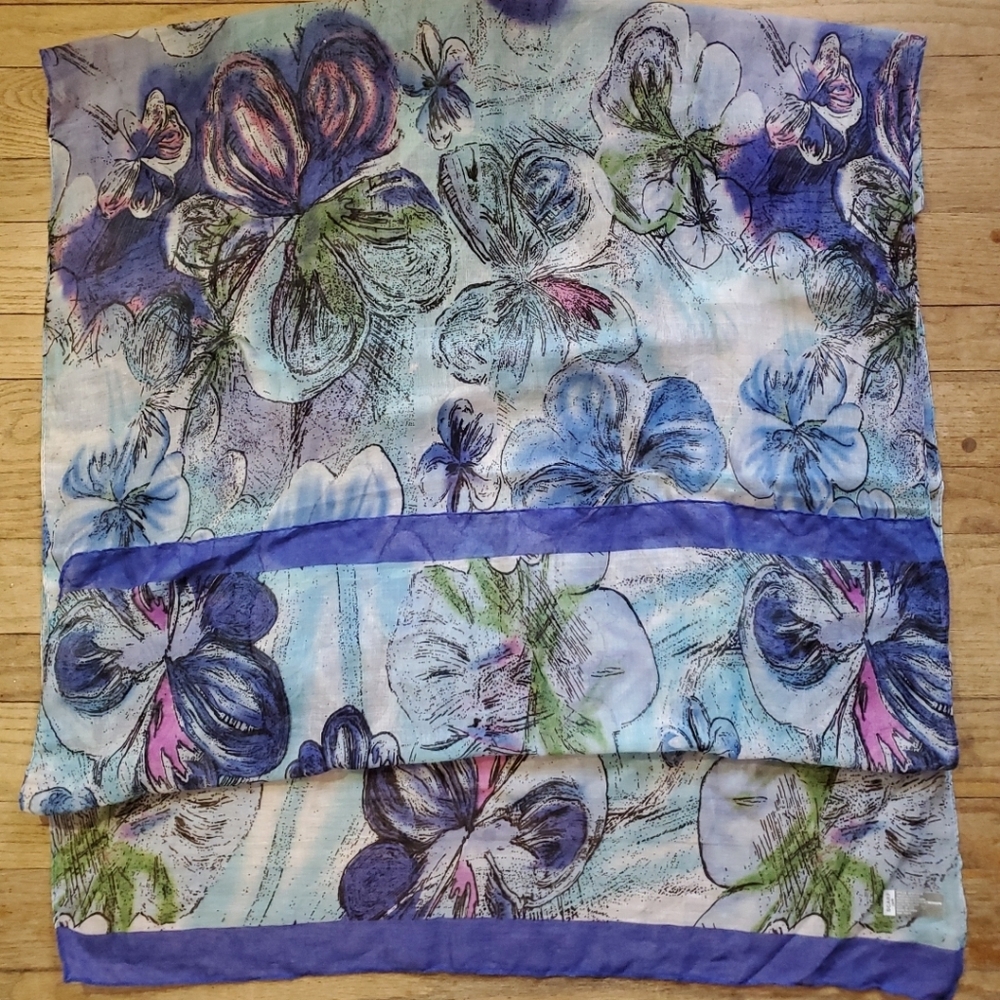 Large Scarf Wrap Shawl FLOWING BUTTERFLY FLORAL Cover Up Skirt 70X 30 RECTANGLE